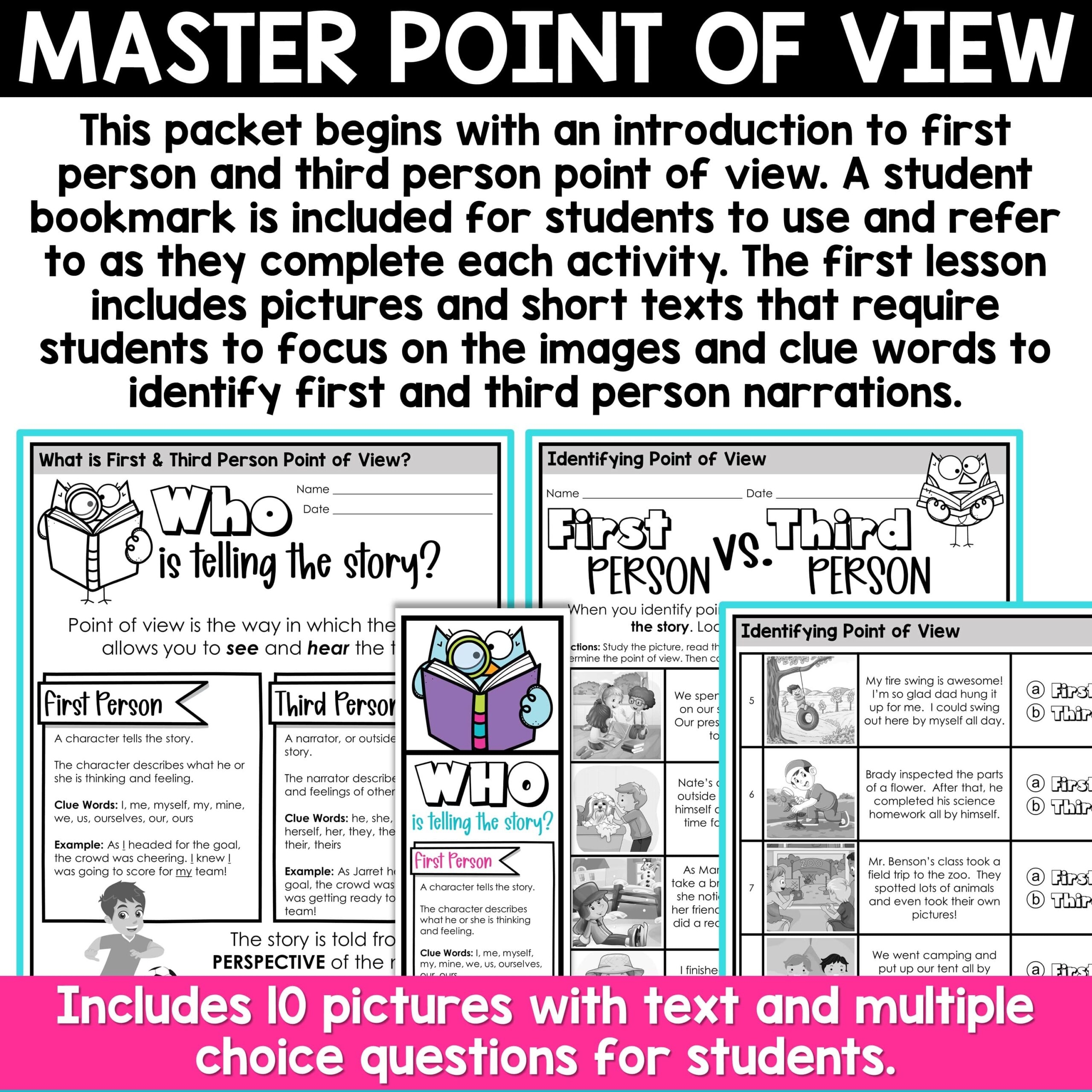 Point Of View Worksheets First And Third Person Point Of View Activities A Love Of Teaching Kim Miller
