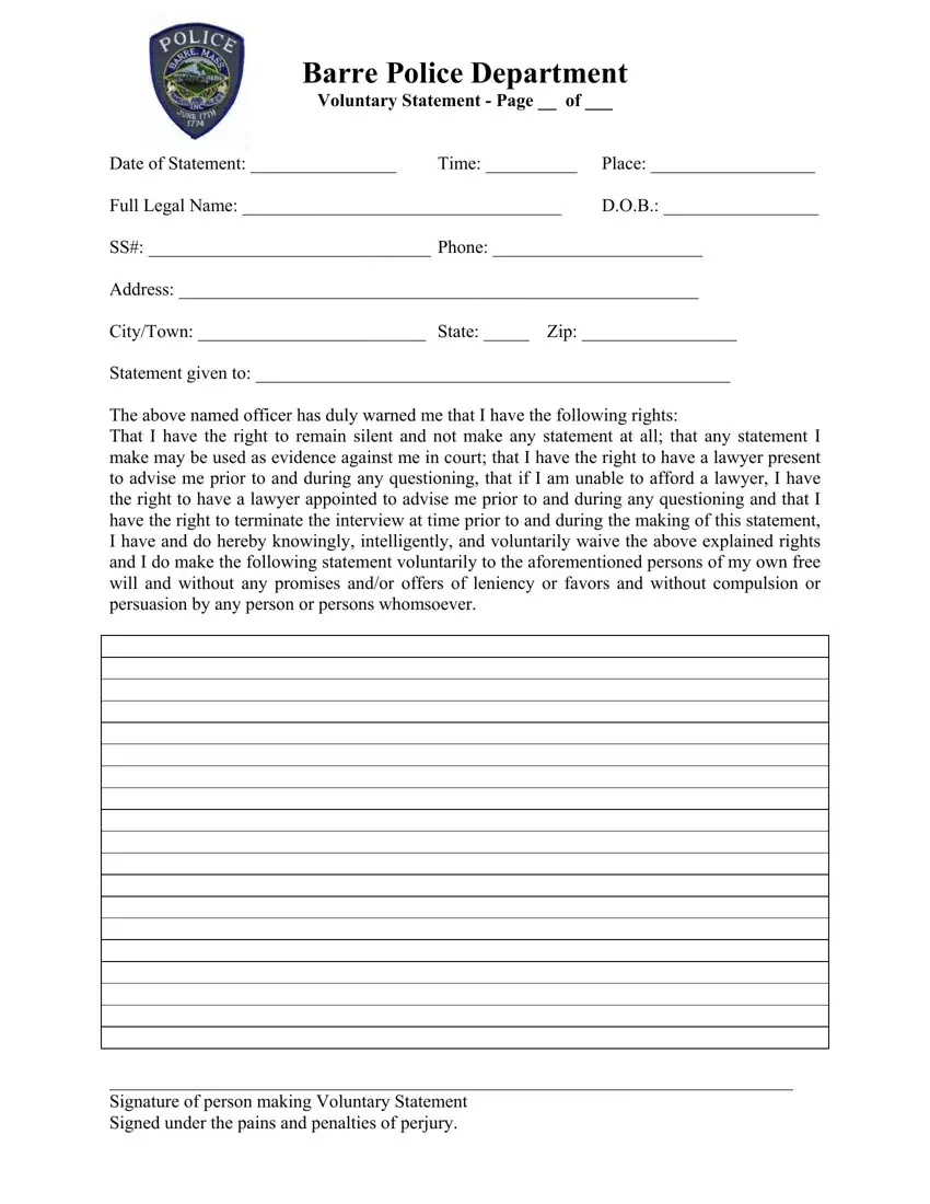 Police Statement Form Fill Out Printable PDF Forms Online