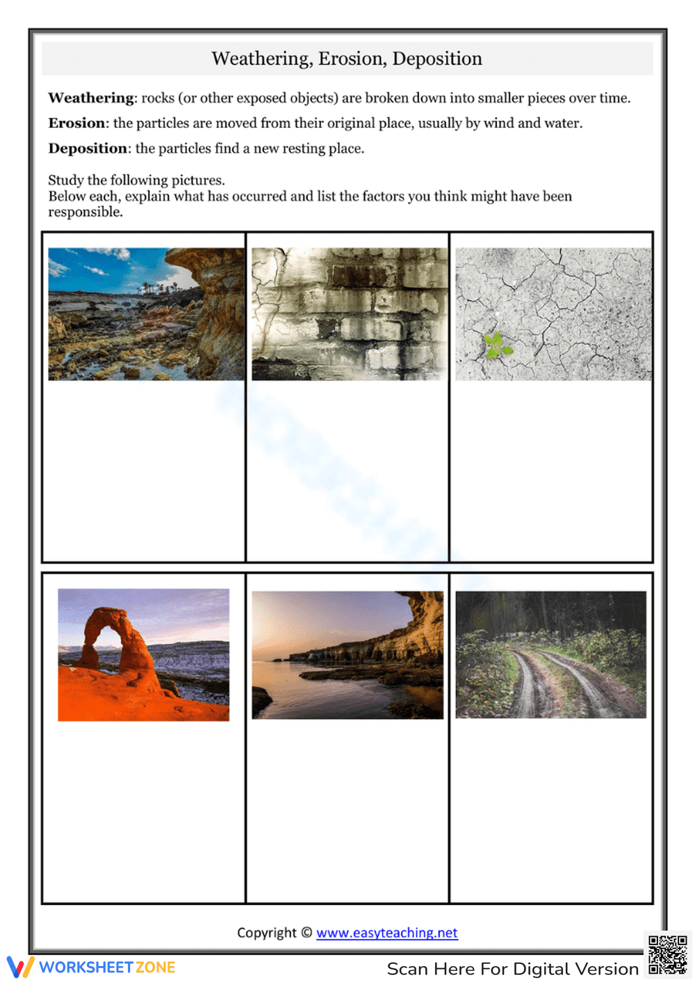 Examples Of Weathering And Erosion Worksheets