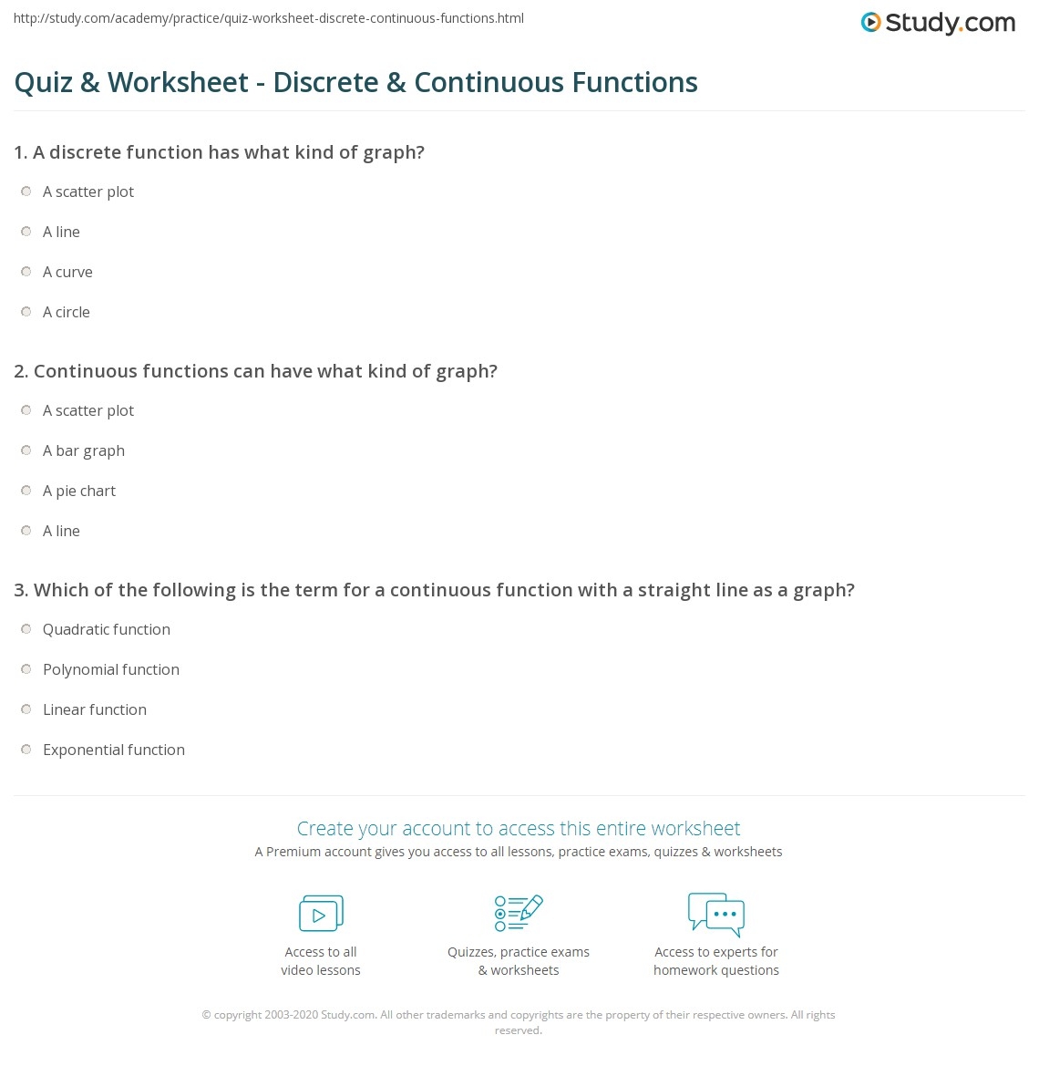 Discrete Vs Continuous Examples Worksheet