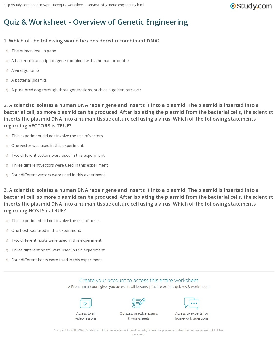 Examples Of Genetic Engineering Worksheet