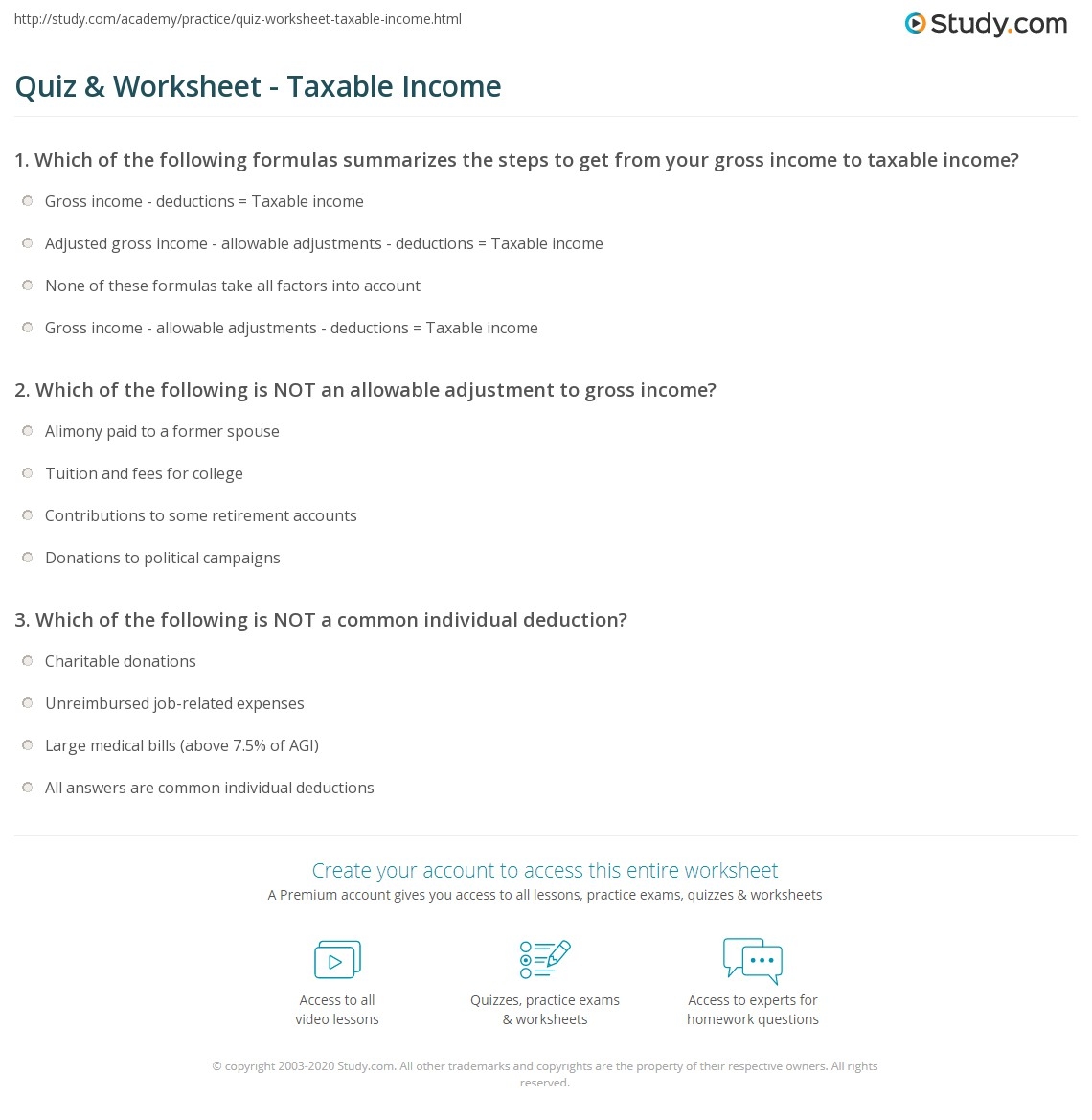 Deductions And Adjustments Worksheet Example