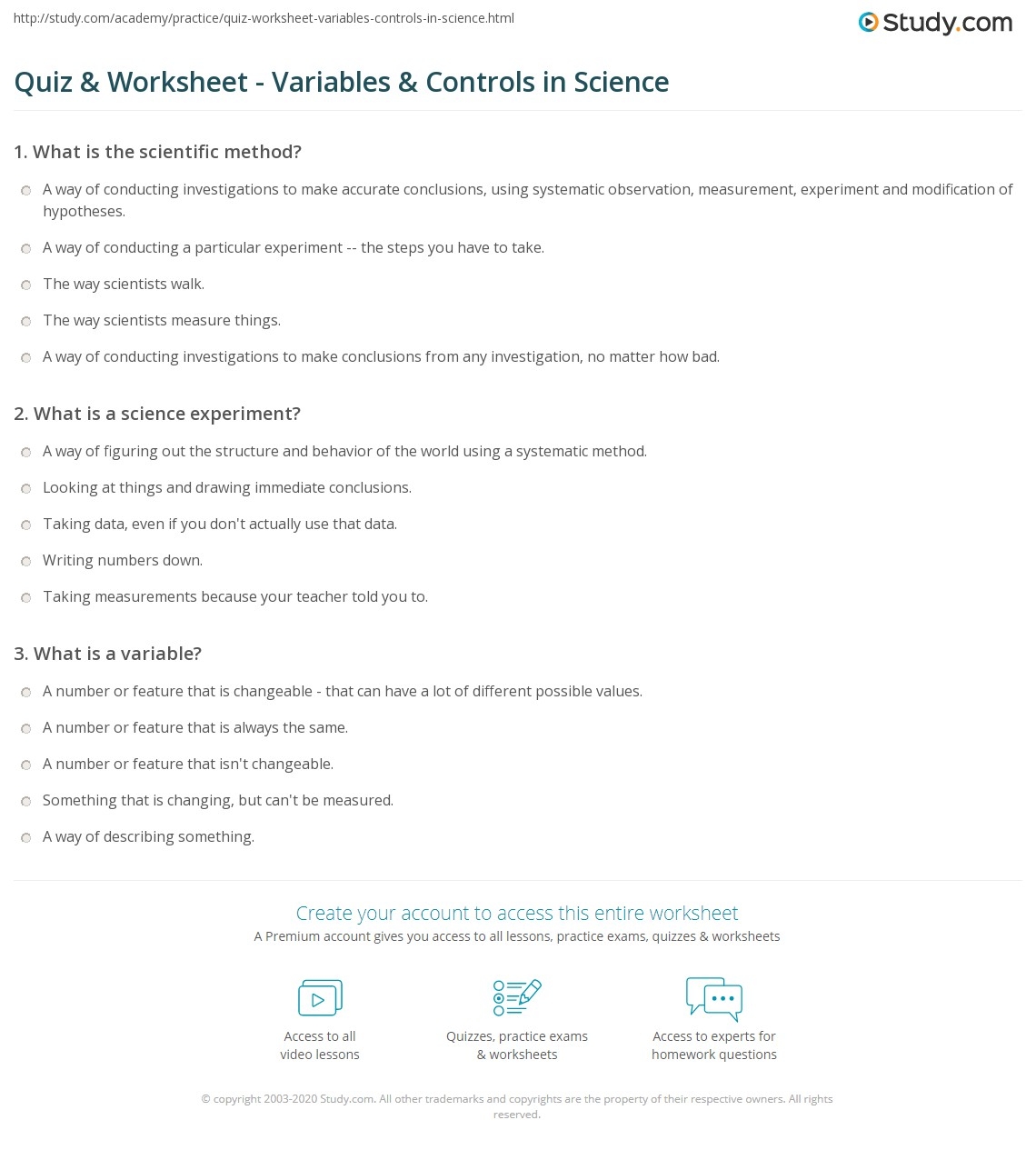 Examples Of Worksheets In Science