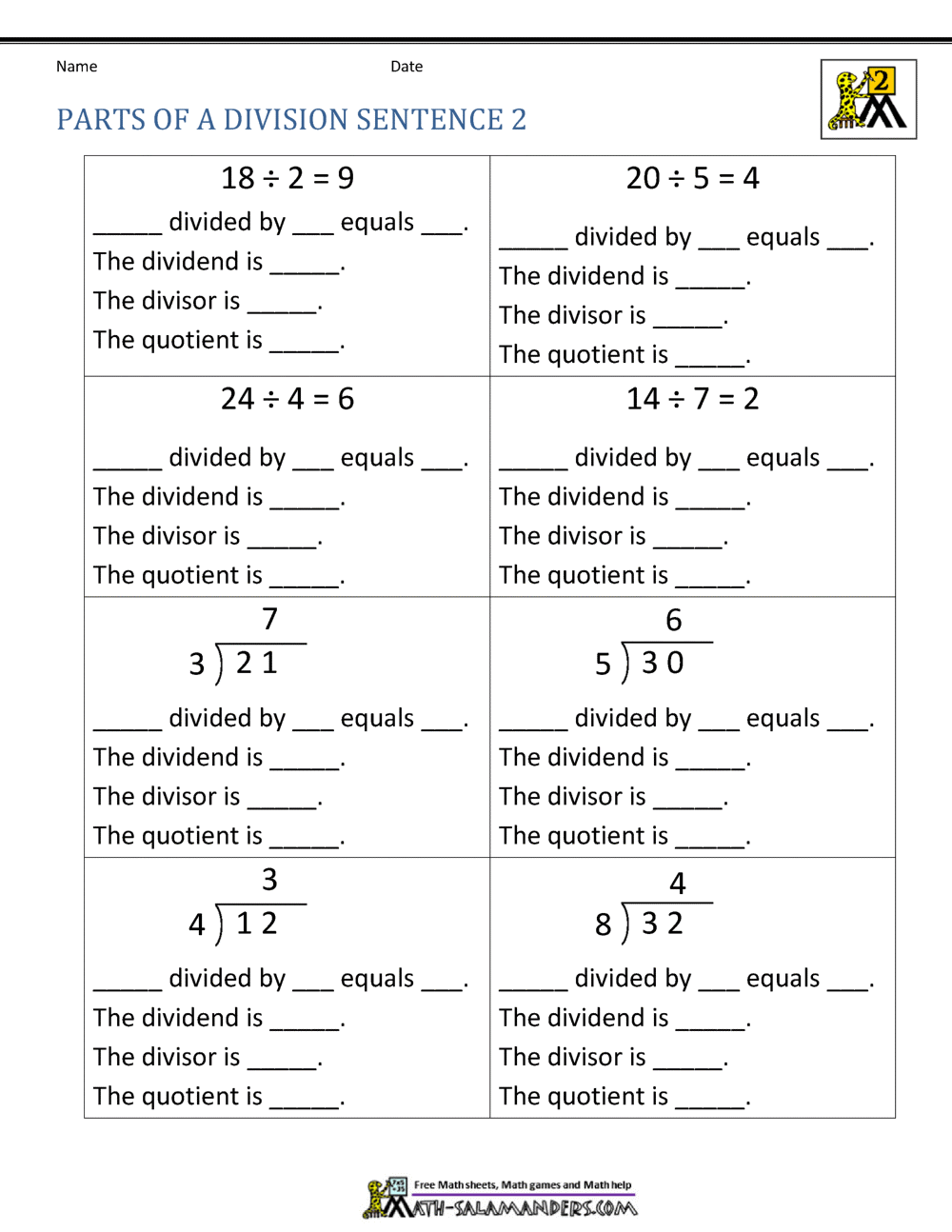 Second Grade Division Worksheets Second Grade Division Worksheets