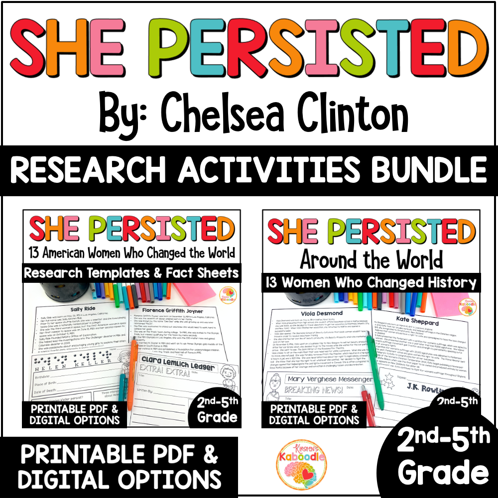 She Persisted By Chelsea Clinton Activities And Worksheets