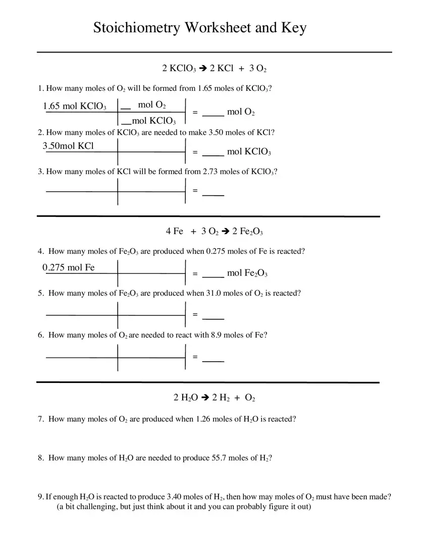 Stoichiometry Worksheet Fill Out Printable PDF Forms Online