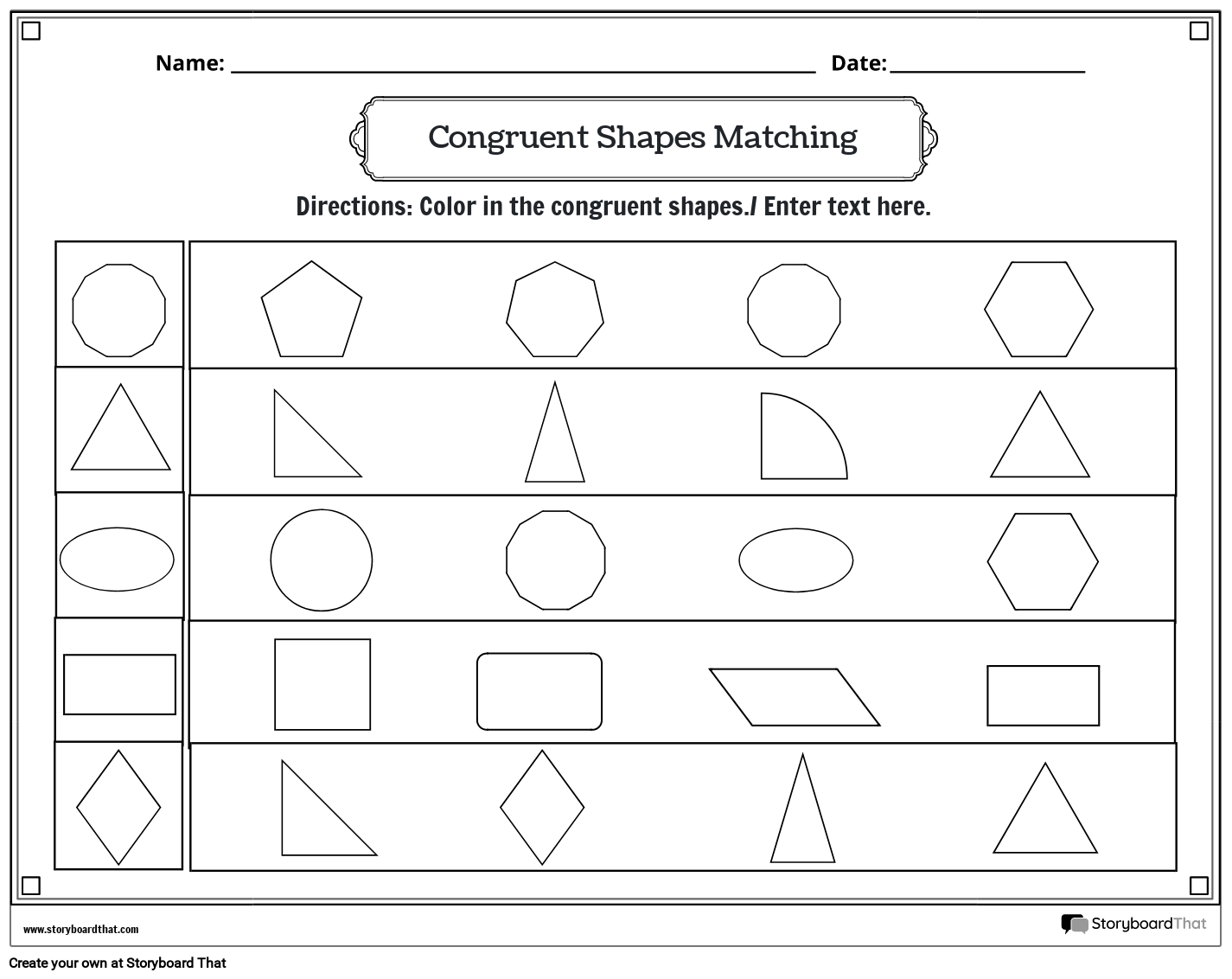 Storyboard That Congruent Shapes Worksheets For Teachers