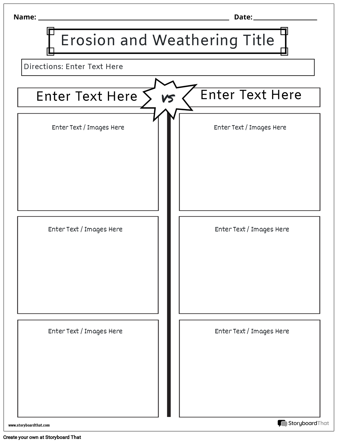 Storyboard That Free Weathering Worksheets
