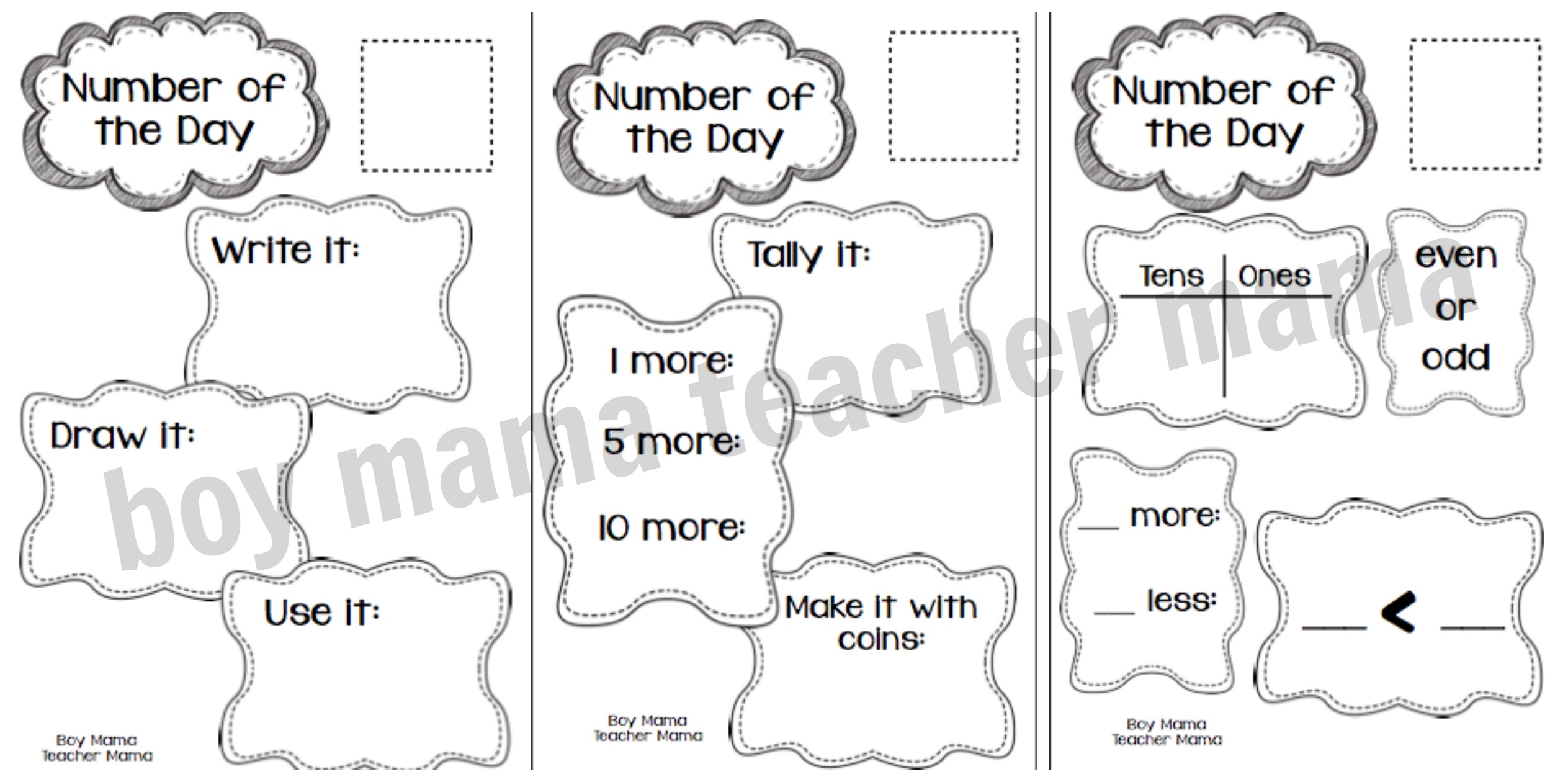 Number Of The Day Worksheet Examples