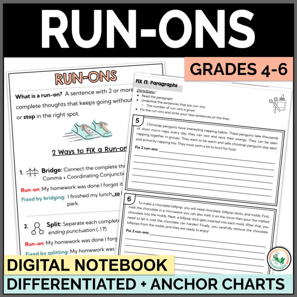 Example Of Run On Sentences Worksheet