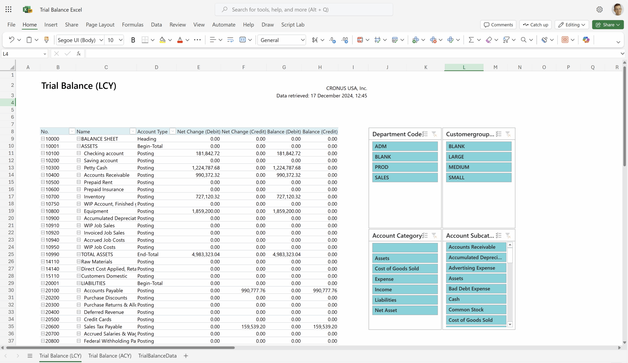 Example Of A Trial Balance Worksheet