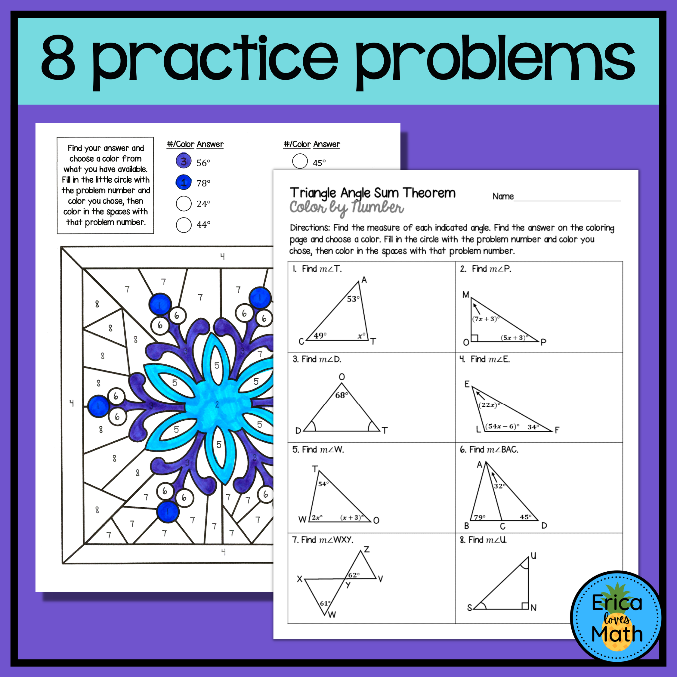 Triangle Sum Theorem Examples Worksheet