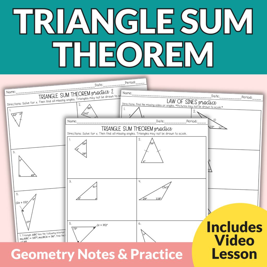 Triangle Sum Theorem Guided Notes And Worksheets For High School Geometry Lindsay Bowden