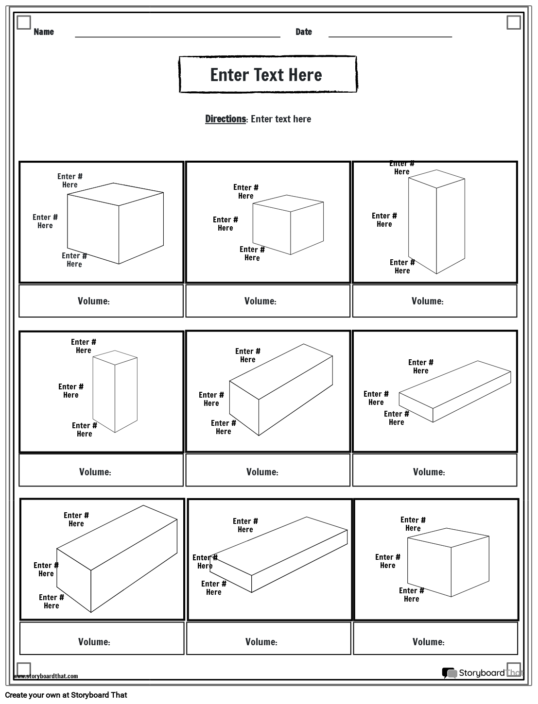 Building Volume Examples Math Worksheet
