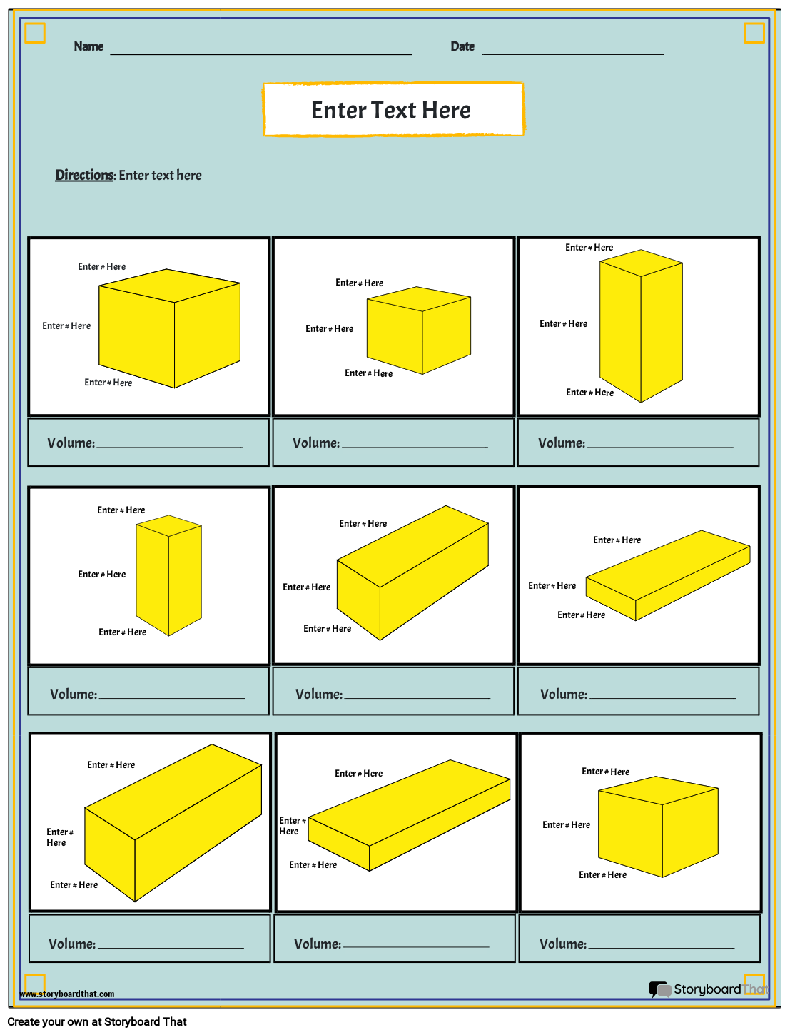 Volume Worksheets Create Customize With Storyboard That