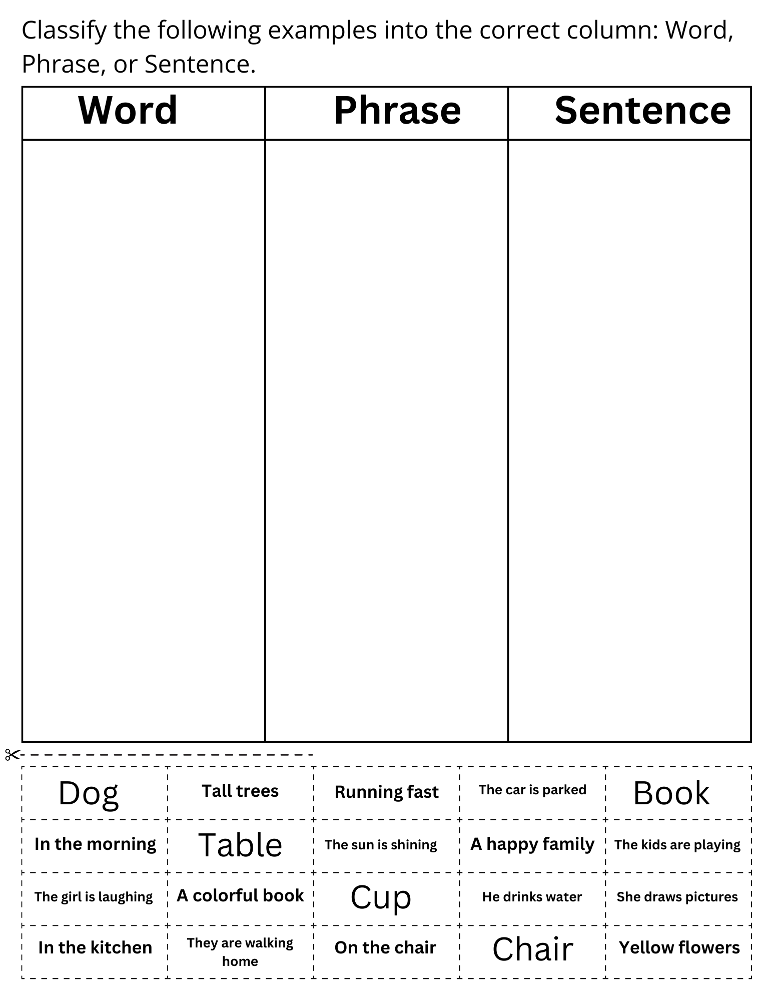 Word Phrase Sentence Worksheet For Grade 2 Made By Teachers